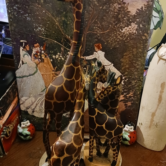 🪵Family Of Giraffe(4)Wood Sculpture  African Art Hand Carved Made In Kenya🇰🇪 - Picture 6 of 16